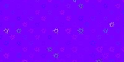 Dark pink, blue vector pattern with coronavirus elements.