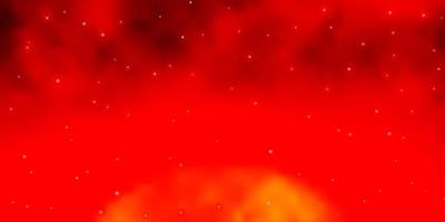 Dark Orange vector background with small and big stars.