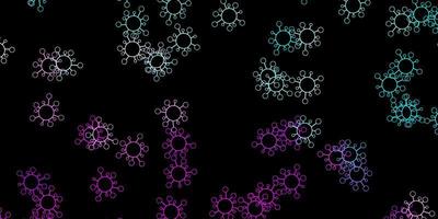 Dark pink, blue vector backdrop with virus symbols