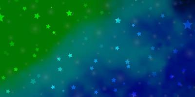 Light Blue, Green vector pattern with abstract stars.