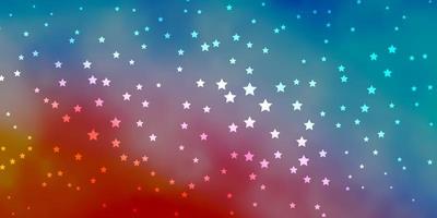 Dark Blue, Red vector background with colorful stars.