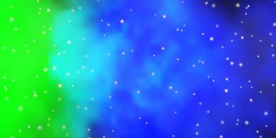 Light Blue, Green vector template with neon stars.