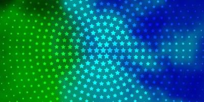 Light Blue, Green vector background with small and big stars.