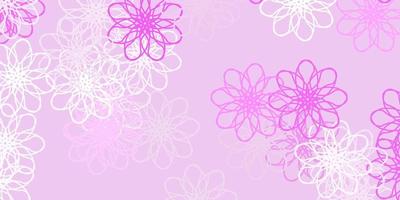 Light Pink vector doodle pattern with flowers.