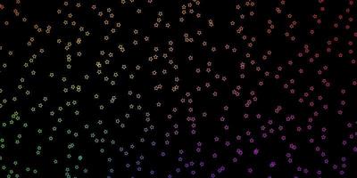 Dark Multicolor vector background with small and big stars.