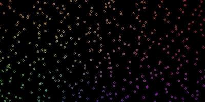 Dark Multicolor vector background with small and big stars.