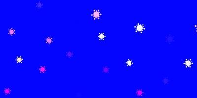 textura de vector rosa claro, azul con símbolos de enfermedades.