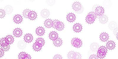 patrón de doodle de vector rosa claro con flores.