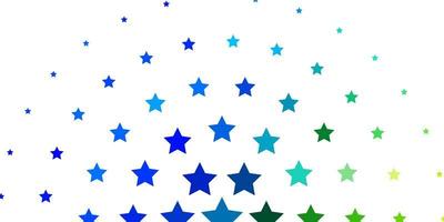 Light Blue, Green vector template with neon stars.