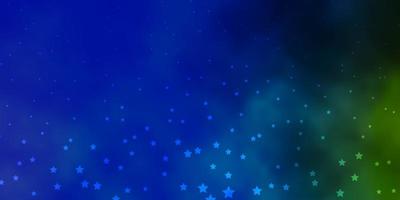 Dark Blue, Green vector template with neon stars.