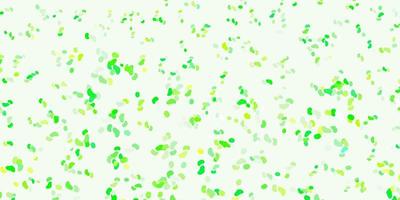 Light green, yellow vector backdrop with chaotic shapes.