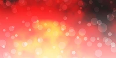 Dark Red, Yellow vector pattern with circles.