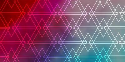 Light Blue, Red vector pattern with lines, triangles.