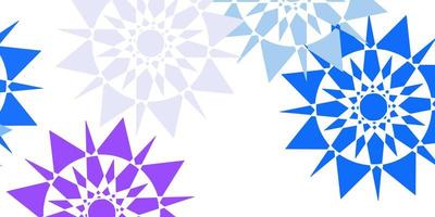 Light pink, blue vector pattern with colored snowflakes.