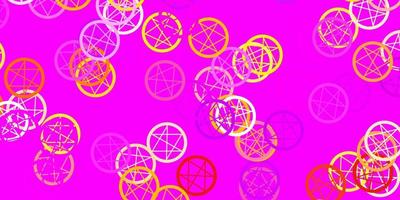 Light Pink, Yellow vector background with occult symbols.