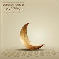islamic greetings ramadan kareem card design background with golden crescent moon