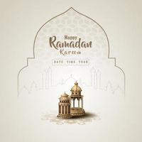 islamic greeting ramadan kareem card design background vector