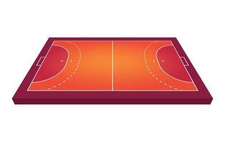 Perspective view Field for handball. Orange Outline of lines handball field Vector illustration.