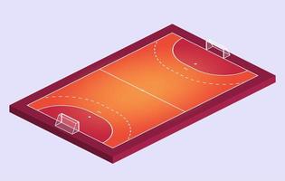 Isometric Field for handball. Orange Outline of lines handball field Vector illustration.