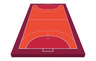 Perspective view Field for handball. Orange Outline of lines handball field Vector illustration.