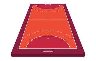 Perspective view Field for handball. Orange Outline of lines handball field Vector illustration.