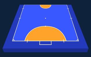 Perspective view half Field for futsal. Orange Outline of lines futsal field Vector illustration.