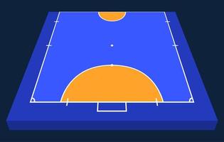 Perspective view half Field for futsal. Orange Outline of lines futsal field Vector illustration.