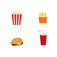 Fast food flat objects set vector