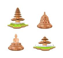 Indonesian temples objects set vector