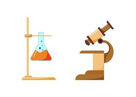 Scientist equipment flat object set vector