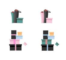 Brand shopping boxes objects set vector