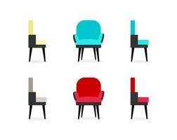 Chairs flat color vector objects set