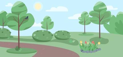 Empty public park flat illustration vector