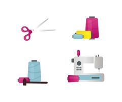 Sewing equipment vector objects set
