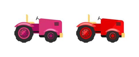 Tractors flat vector objects set