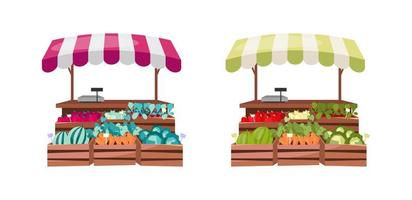 Organic food counter objects set vector