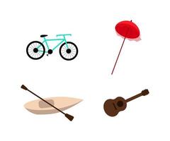 Summer activities flat objects set vector