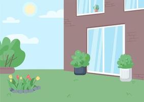 Empty backyard flat illustration vector