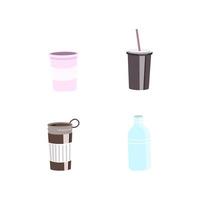 Reusable cups and bottles objects vector