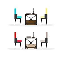 Computer table with chairs objects vector