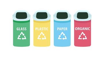 Waste sorting vector objects set