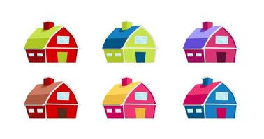 Colorful houses vector objects set