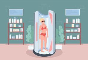 Solarium flat color vector illustration