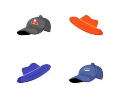 sombrero de color plano conjunto de objetos vectoriales vector