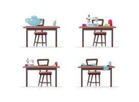 Craft work tables vector objects set