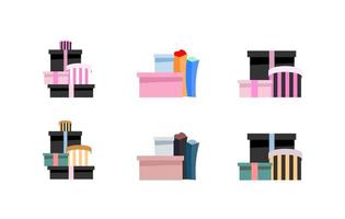 Luxury shopping boxes objects set vector