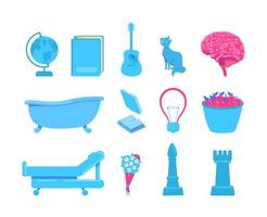 External stimuli of brain activity flat color vector object set