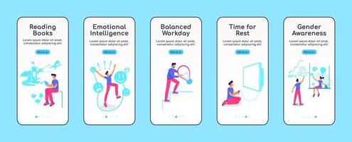 Psychologically balanced life onboarding mobile app screen flat vector template