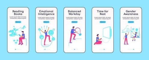 Psychologically balanced life onboarding mobile app screen flat vector template