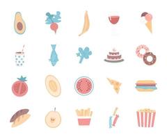 Food flat color vector objects